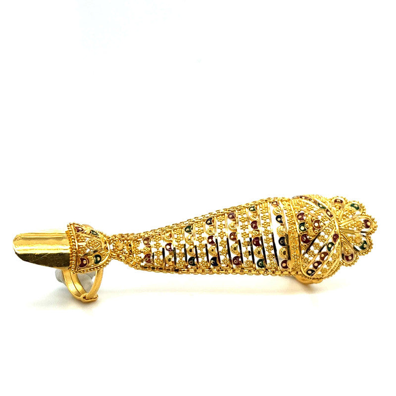 22K Gold Full Finger Filigree Nail Ring