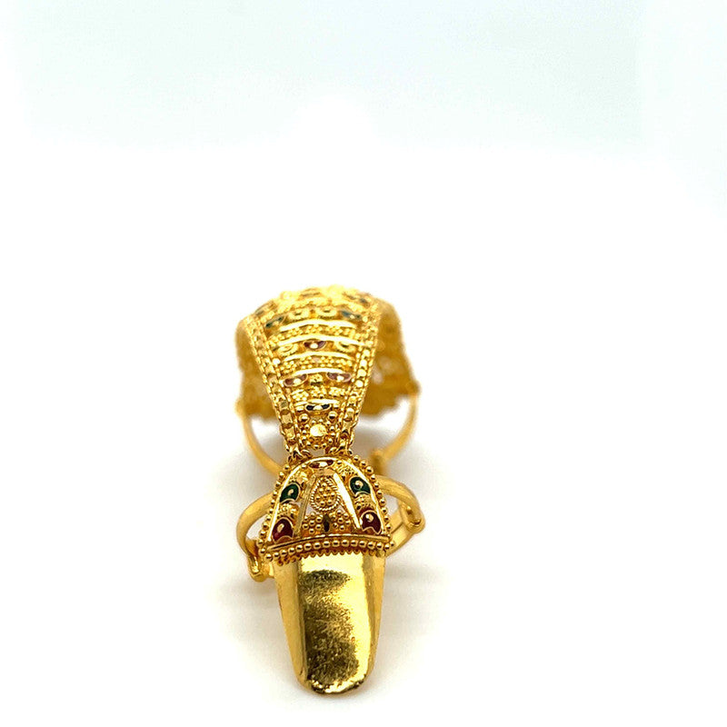 22K Gold Full Finger Filigree Nail Ring