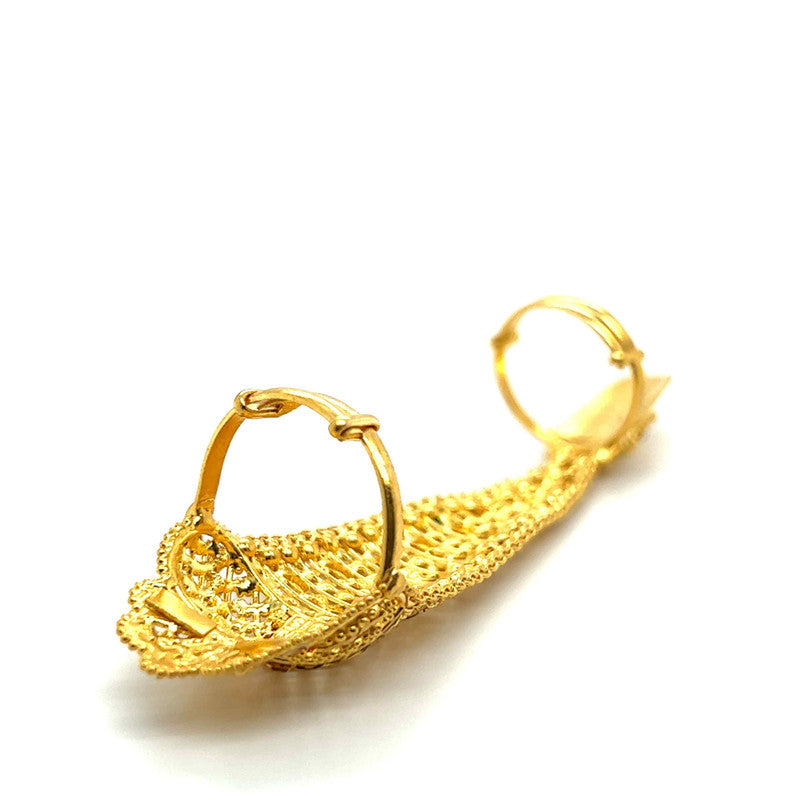 22K Gold Full Finger Filigree Nail Ring