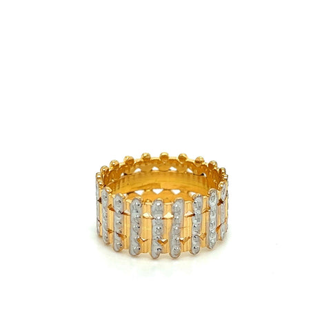 22K Two-Tone Gold Intricate Thick Band Ring