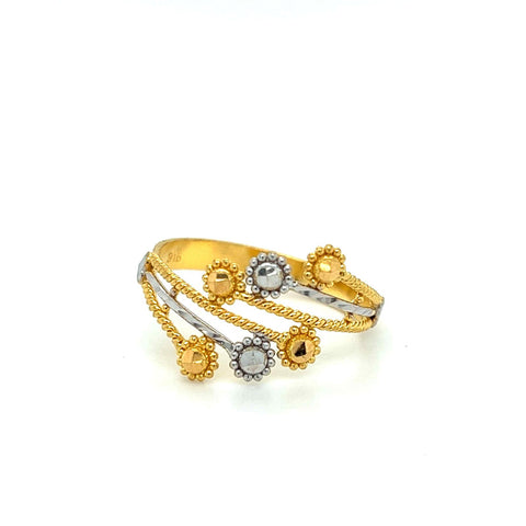 22K Two-Tone Gold Alternating Tiny Flower Ring