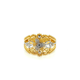 22K Two-Tone Gold Floral Intricate Design Ring