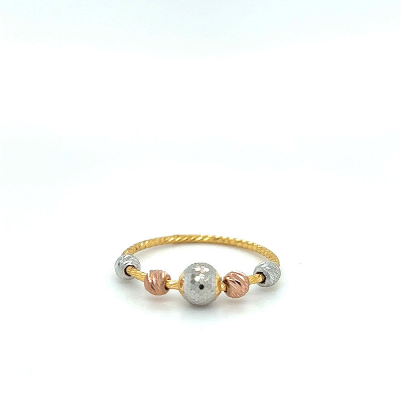 22K Tri-Tone Gold Laser Cut Beaded Ring