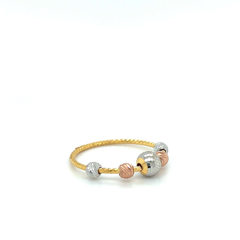 22K Tri-Tone Gold Laser Cut Beaded Ring