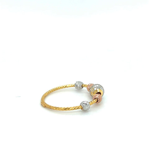 22K Tri-Tone Gold Laser Cut Beaded Ring