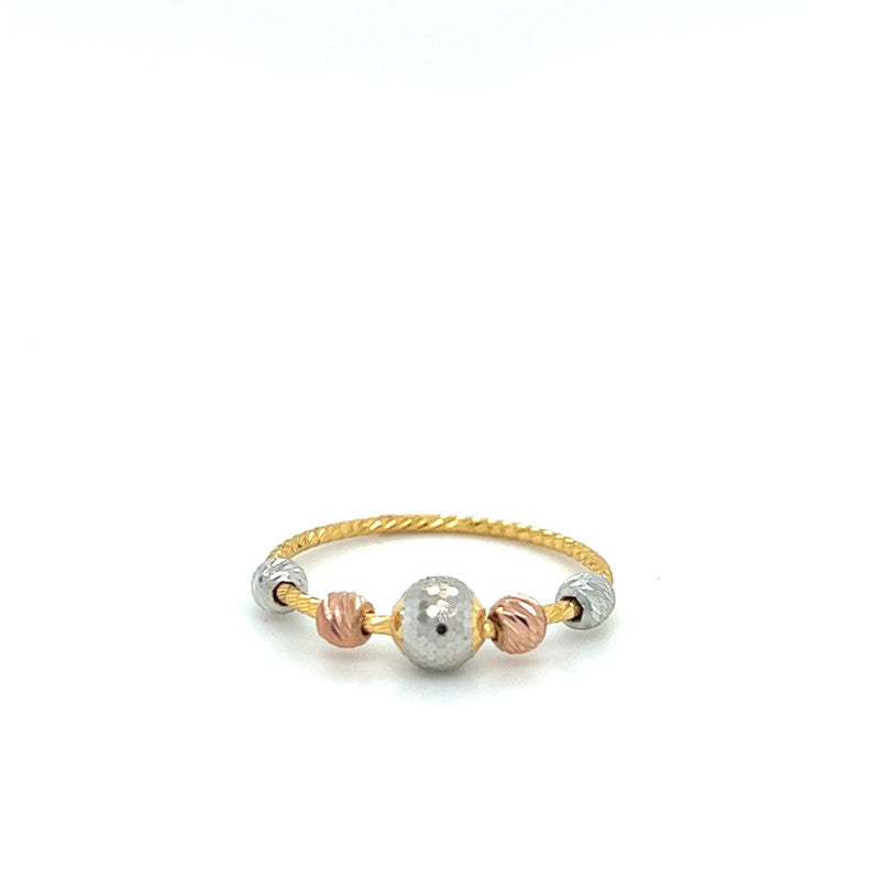 22K Tri-Tone Gold Laser Cut Beaded Ring