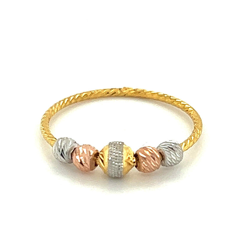 22K Gold Three-Tone Dainty Ring