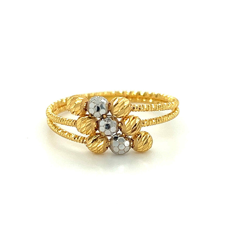 22K Gold Two-Tone Beads Ring