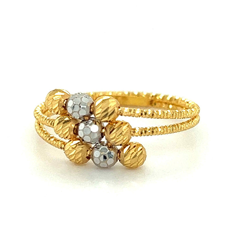 22K Gold Two-Tone Beads Ring