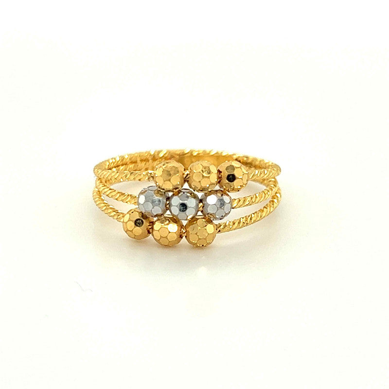 22K Gold Two Tone Beadead Ring