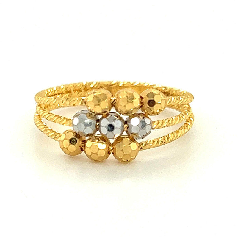 22K Gold Two Tone Beadead Ring