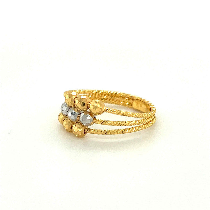 22K Gold Two Tone Beadead Ring