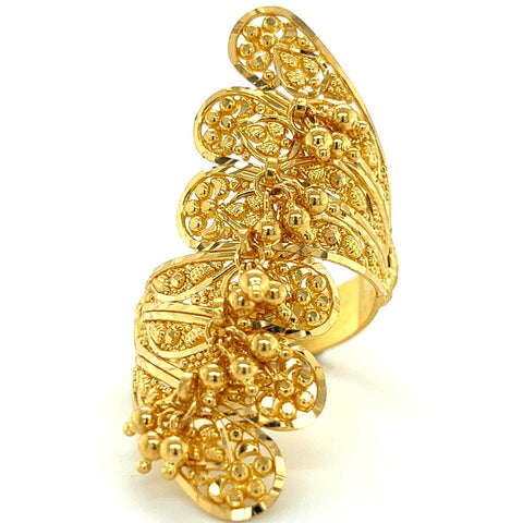 22K Gold Wrap Dangling Charm Ring