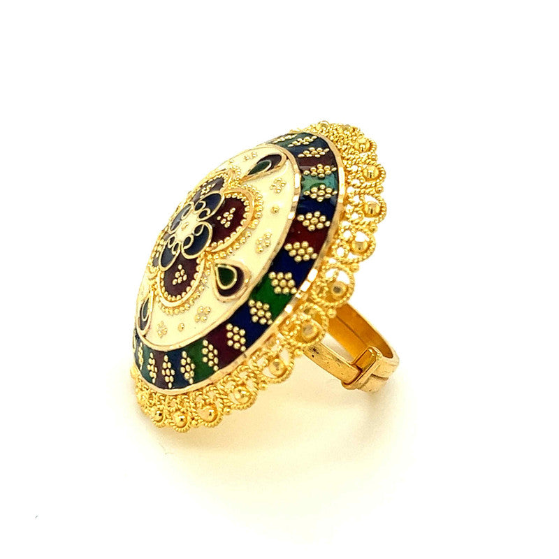 22K Gold Meena Kari Ring