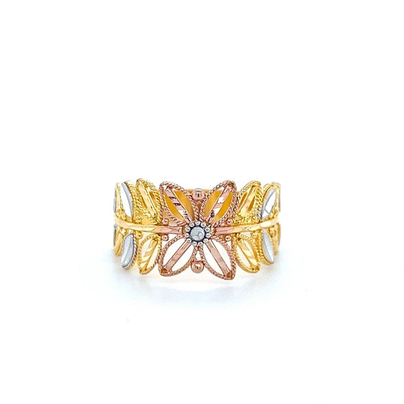 22K Gold Tri Tone Blossom Ring