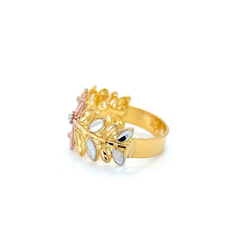 22K Gold Tri Tone Blossom Ring