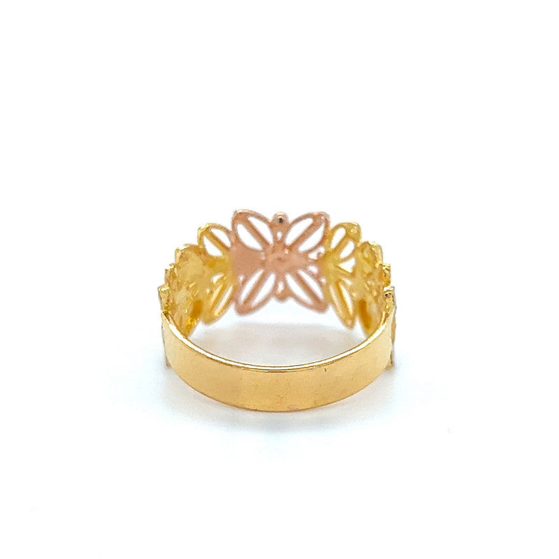 22K Gold Tri Tone Blossom Ring