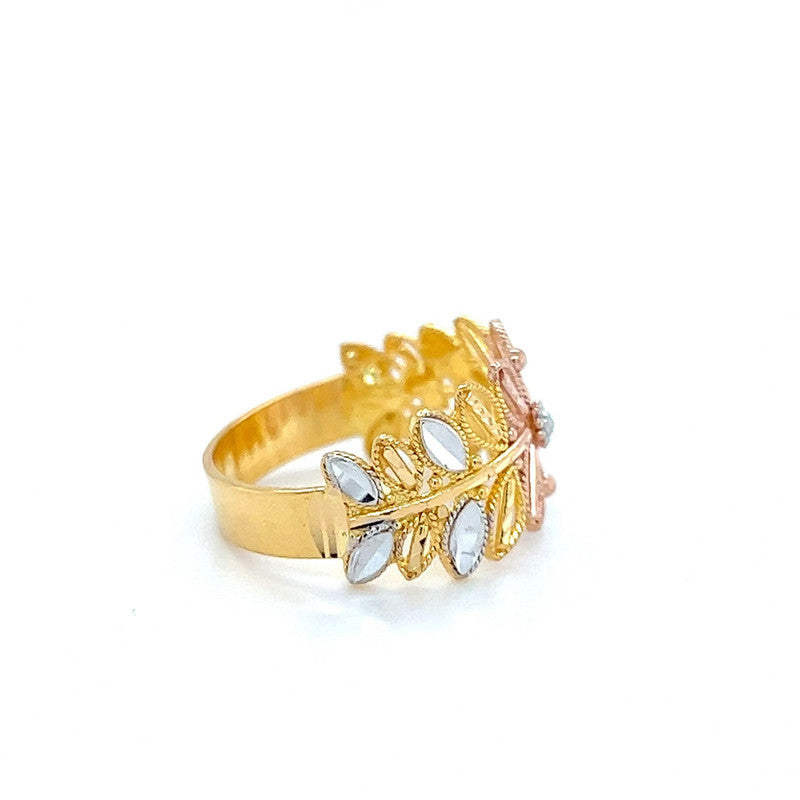 22K Gold Tri Tone Blossom Ring