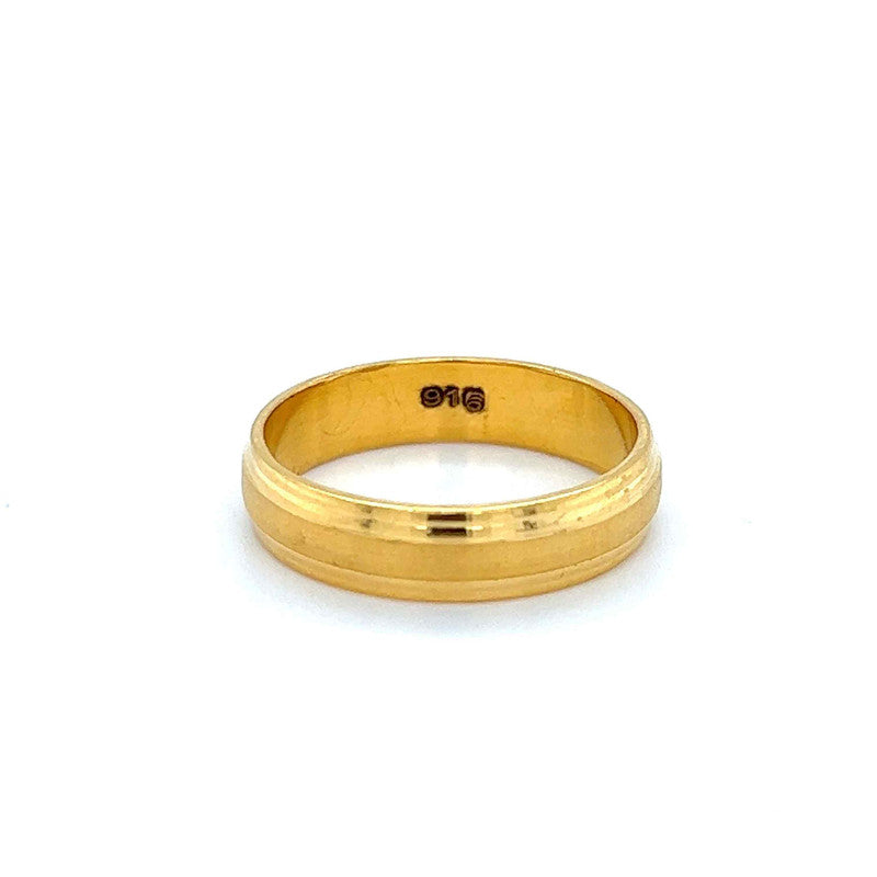 22K Gold Dual Finish Men's Wedding Band