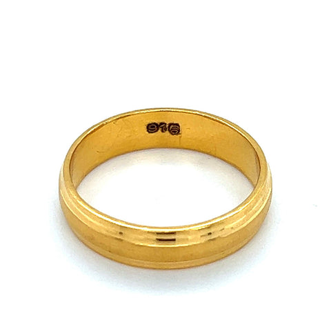 22K Gold Dual Finish Men's Wedding Band