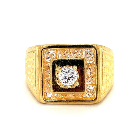 Men's 22K Gold Square-Cut CZ Ring
