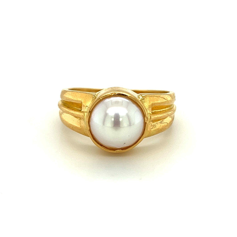 22K Gold Large Pearl Ring