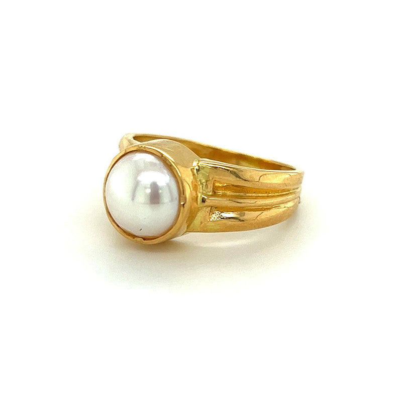 22K Gold Large Pearl Ring