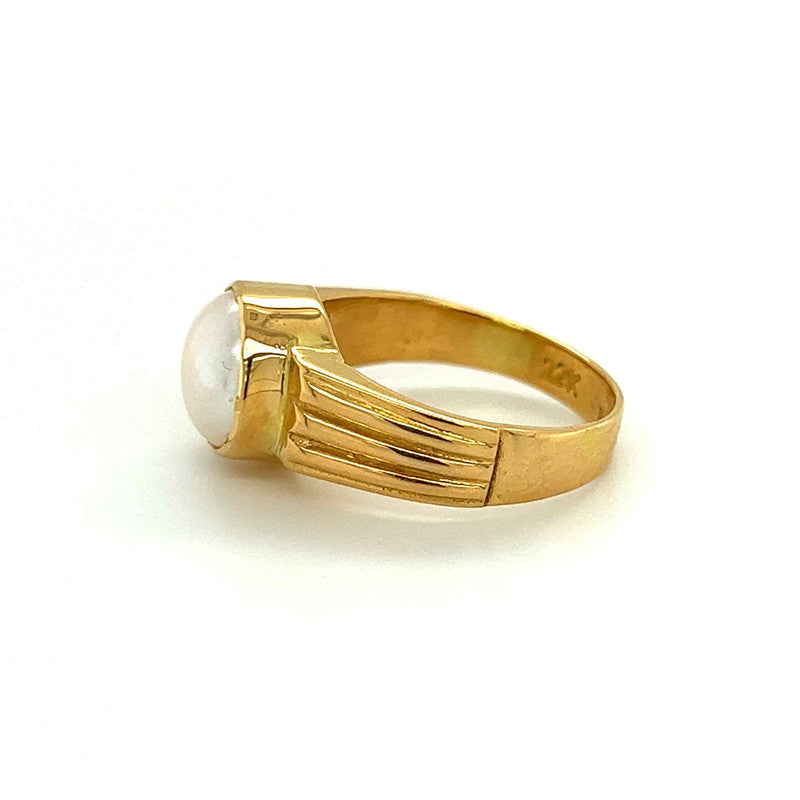 22K Gold Large Pearl Art Deco Ring