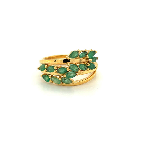 22K Gold Modern Emerald Ring