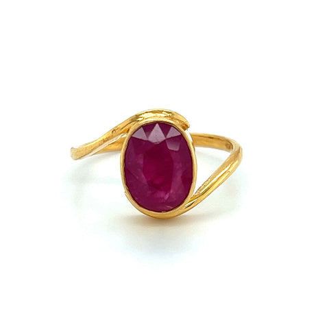 22K Gold Ruby Bypass Style Ring
