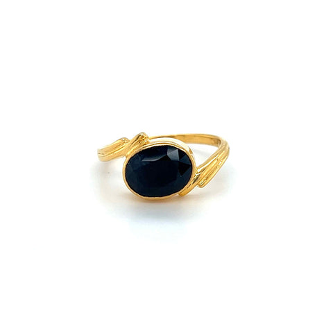 22K Gold Timeless Deep Blue Sapphire Ring