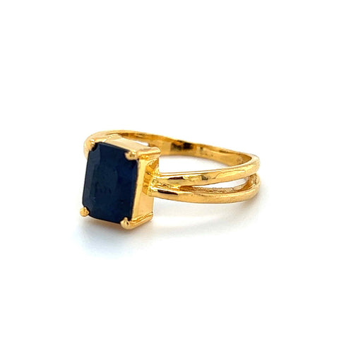 22K Gold Sapphire Double Shank Ring