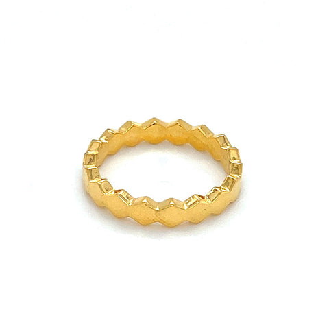 22K Gold Modern Hexagon Ring