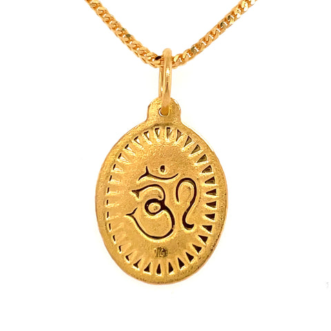 22K Gold Reversible Ganesha and OM Pendant