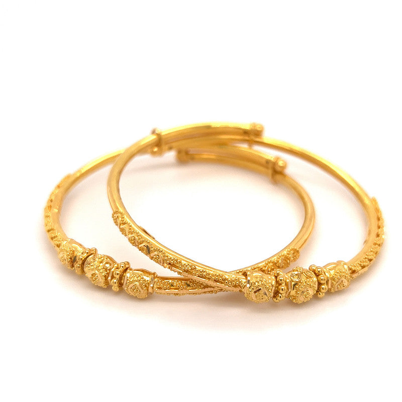 22k Gold Ornate Design Adjustable Classic Bangles – Gold Palace