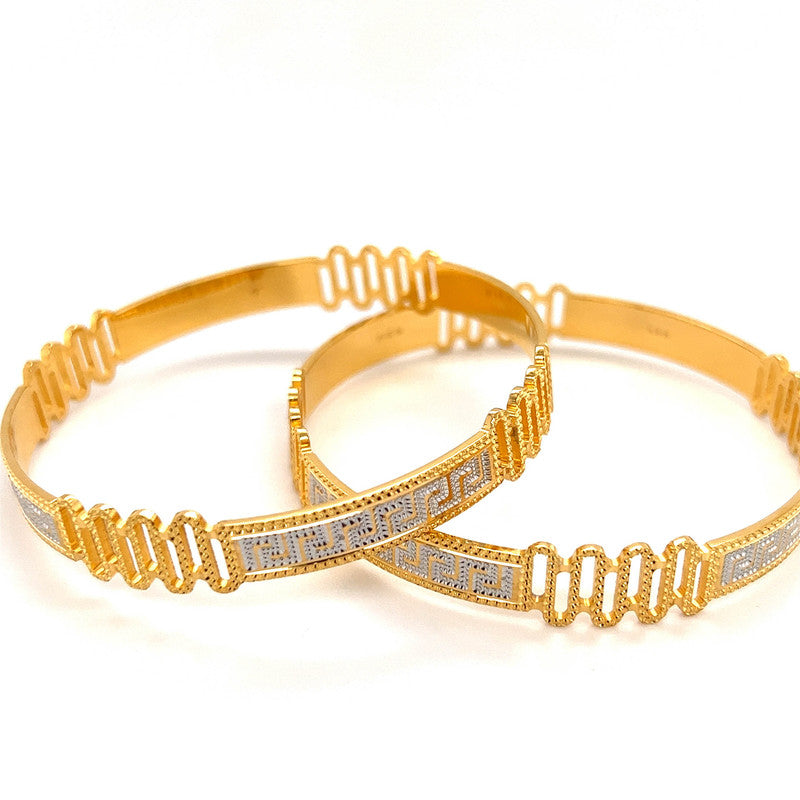 22K Gold Two-Tone Laser-etched Bangles - Pair – Gold Palace