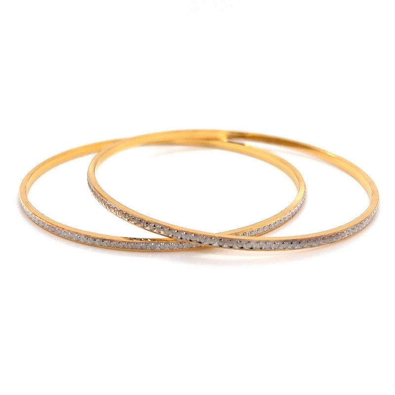 Two Bangles 22K Gold Two-Tone Thin Bangles - Pair – Gold Palace