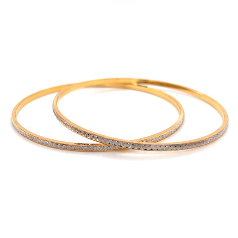 22K Gold Two-Tone Thin Bangles - Pair