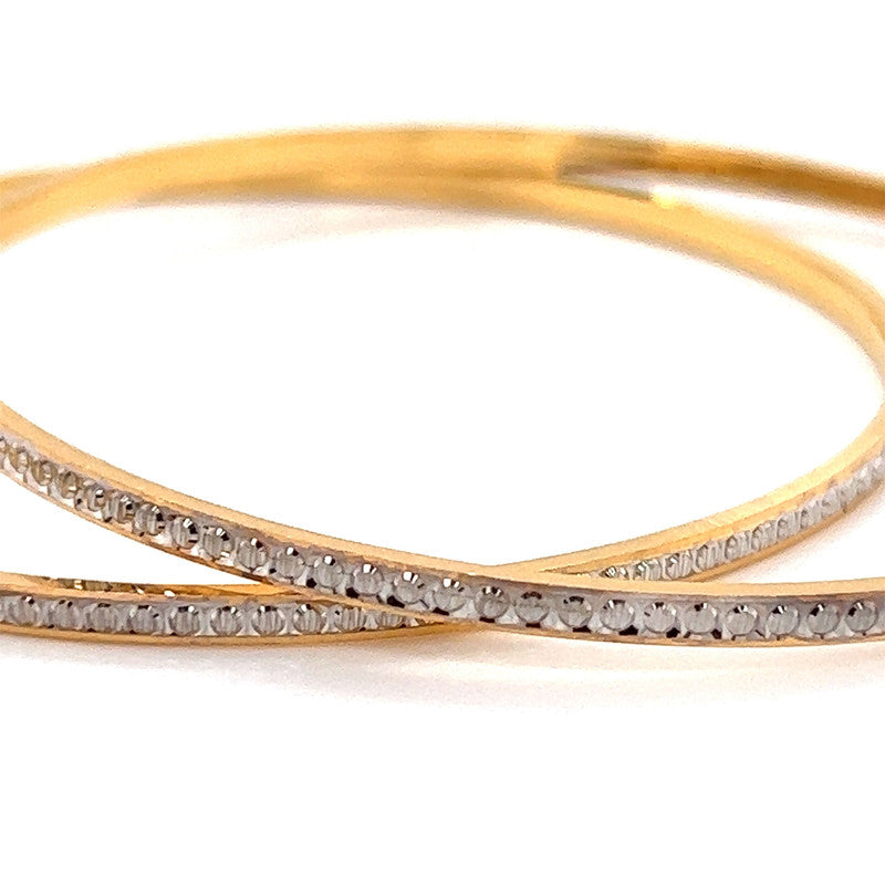 22K Gold Two-Tone Thin Bangles - Pair