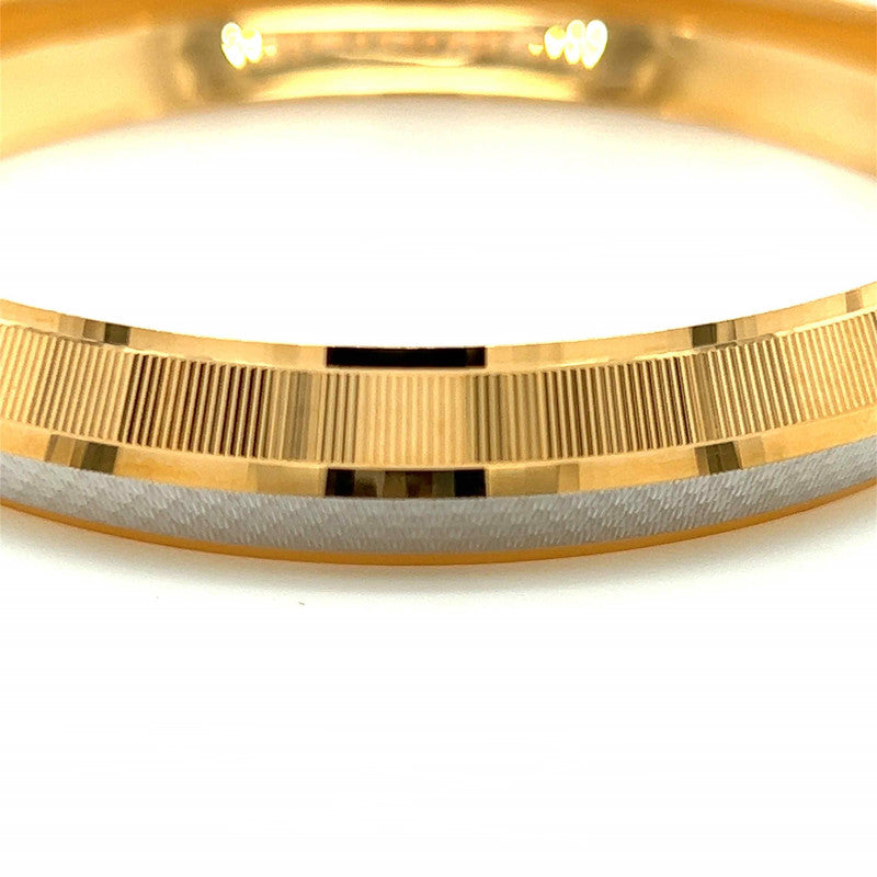 Men's 22K Gold Two-Tone Laser-Cut Domed Kada