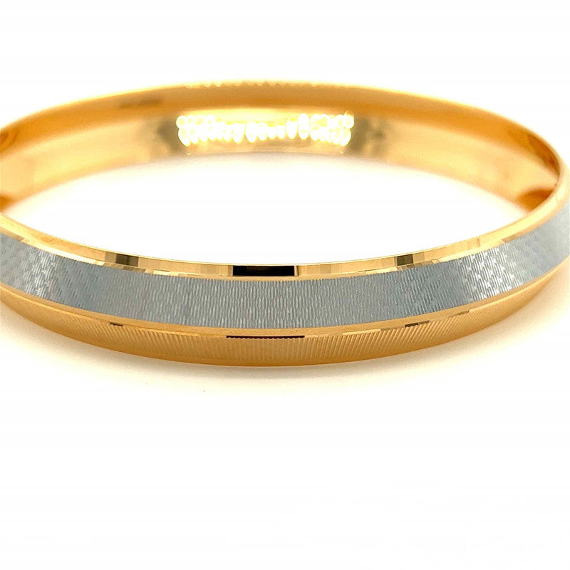 Men's 22K Gold Two-Tone Laser-Cut Domed Kada