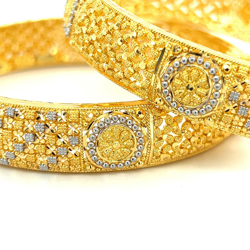 22K Gold Two Tone Hinge Bangles - Pair