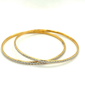 22K Gold Two-Tone Dainty Bangles - Pair