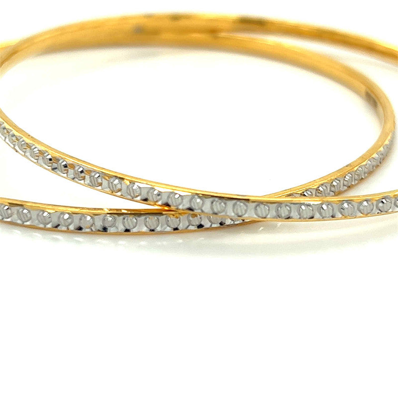 22K Gold Two-Tone Dainty Bangles - Pair