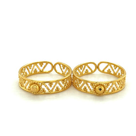22K Gold Intricate Chevron Pattern Toe Rings