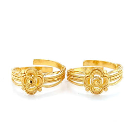 22K Gold Flower Toe Rings - Pair