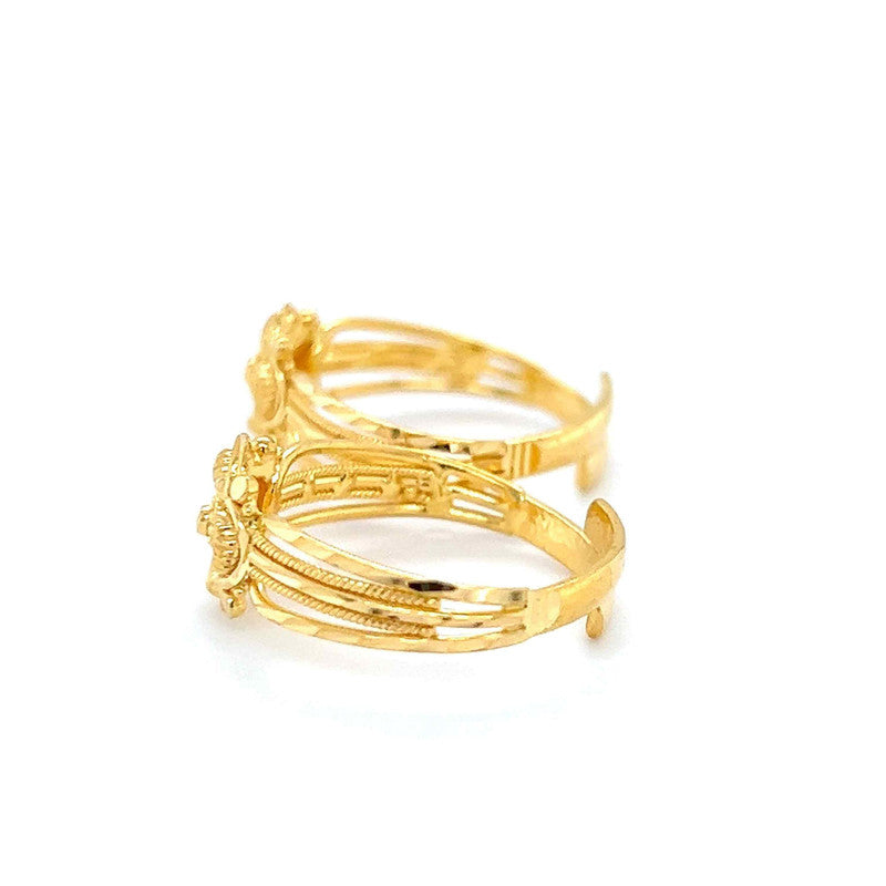 22K Gold Flower Toe Rings - Pair