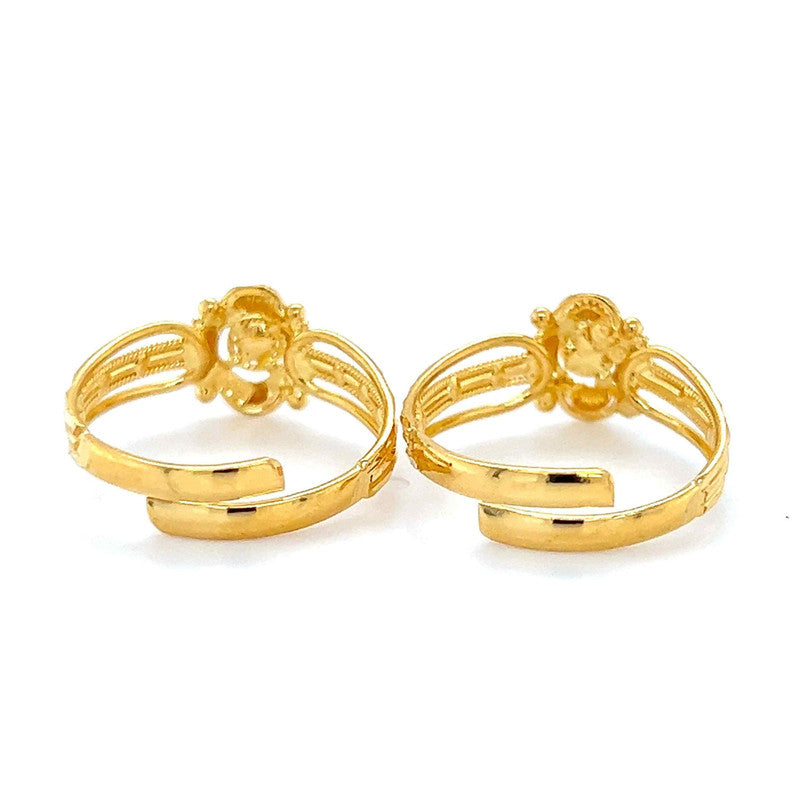 22K Gold Flower Toe Rings - Pair