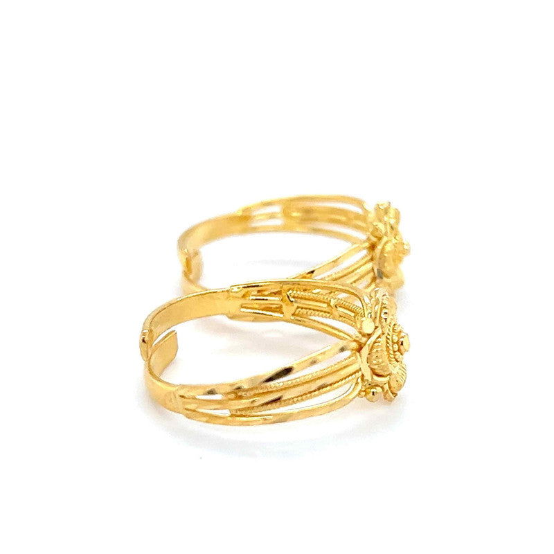 22K Gold Flower Toe Rings - Pair