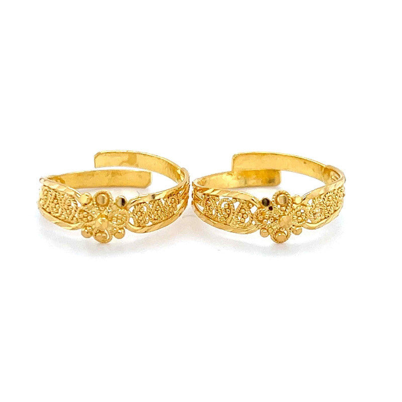 22K Gold Filigree Toe Rings - Pair